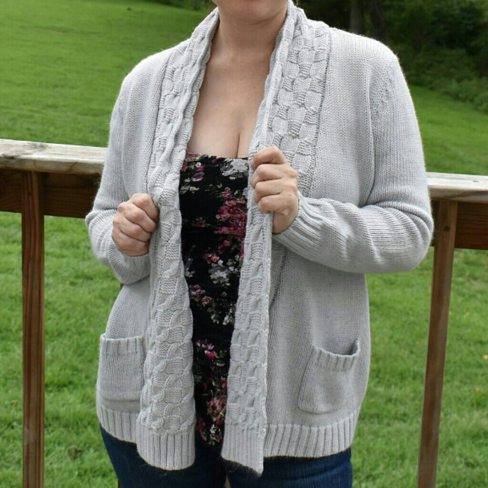 White Stag Silver Cable Knit Cardigan